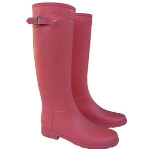 Hunter Original Wellies Tall Rain Boots US Size 9 Matte Orange Rubber Boots